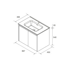 Salgar Noja Unterschrank 700 2 Türen + Waschbecken White Gloss