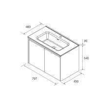 Salgar Noja Unterschrank 800 2 Türen + Waschbecken White Gloss