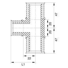 Wavin Tigris M5 T-Stück reduziert, 25mm x 20mm x 16mm