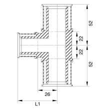 Wavin Tigris M5 T-Stück reduziert, 32mm x 25mm x 25mm