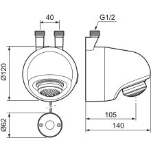 MORA tronic Compact Duschkopf WMS, mit Thermostatfunktion, Anschluss von oben Batteriebetrieb