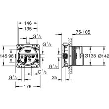 GROHE Universal Unterputz-Einbaukörper Rapido SmartBox 35604 DN 15 3 Abgänge