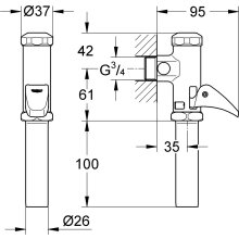 Grohe DAL Automatic-Druckspüler Messing verchromt 3/4