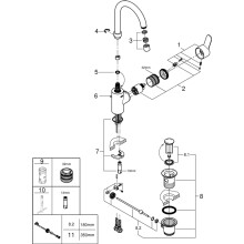 Grohe EHM Waschtisch Eurostyle C L-Size schw Rohrausl. m Ablaufg. chrom