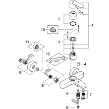 Grohe Wannen-Hebelmischer Eurostyle C Wandmontage verchromt