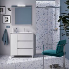 Salgar Noja Komplett-Set 850 3 Schubladen und 1 linke Tür WHITE GLOSS + Waschtisch + Spiegel + Leuchte