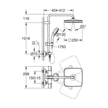 Grohe Duschsystem Tempesta C 250 Cube 26689 mit THM Brausearm 390mm chrom