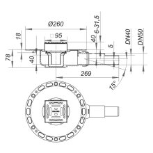 Dallmer Tisto Plan K10 Bodenablauf, waagerecht, DN40/ DN50, 100x100mm