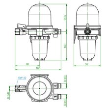 OVENTROP Ölfilter/Entlüfter "Toc-Duo-3" G3/8 IG x G3/8 AG, Siku 25-40my