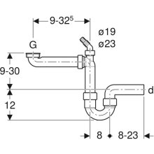 Geberit Spültisch-Ablauf G 11/2x40 mm 1 Becken, Raumsparmodell, PP, weiß-alpin