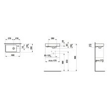 LAUFEN HWB Laufen PRO S 1 HL m.ÜL asymetrisch Becken li 480x280 weiß