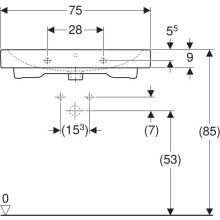 GEBERIT iCon Waschtisch 750x485mm m. Hl., m. Ül., weiß