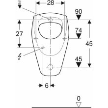 GEBERIT Renova Urinal, Zulauf von hinten Abgang nach hinten, weiß