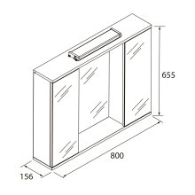 Salgar Spiegelschrank LOIRA 800 2 Glastüren