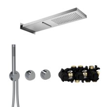 Herzbach MODUL7 Thermostat SET T-MU2 mit Wand-Regenbrause Multifunktion 2 und Stabhandbrause chrom