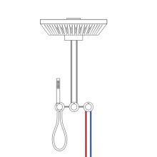 Herzbach MODUL7 Thermostat SET T-TF2 mit TWIN FLOW Regenbrause und Stabhandbrause Edelstahl gebürstet