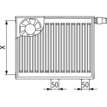 KermiX2 Profil Vplus T22 BH600x100x1200 QN1999, weiß, 10 bar, Vent. re, m. Abd.