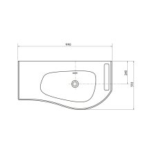 Salgar Waschtisch MAM 990 links mit Handtuchhalter mit Handtuchhalter, ohne Siphon und Clickerabfluss SOLID SURFACE WEIß MATT 990 x 12 x 510 mm