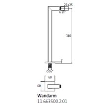 Herzbach Wandarm für Regenbrause - eckig 340mm