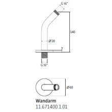 Herzbach Wandarm für Regenbrause - rund 140mm