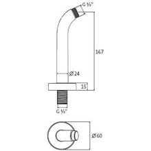 Herzbach Wandarm für Regenbrause - rund 167mm