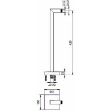 Herzbach Wandarm für Regenbrause - eckig 420mm