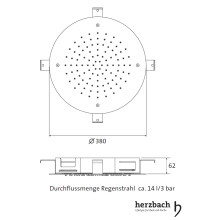 Herzbach Design iX Regenbrause zum Deckeneinbau 380mm, Edelstahl