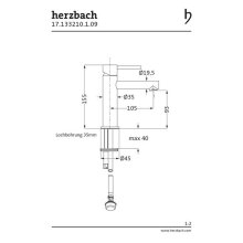 Herzbach DESIGN iX Waschtisch-Einlochbatterie S-Size Edelstahl