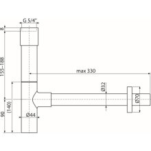 AlcaDrain Design Siphon 1 1/4" massiv, Ganzmetall