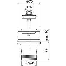 alcadrain Ablaufventil für die Spülbecken 6/4" mit einem Edelstahlgitter DN70