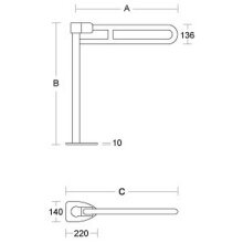 PBA Stützklappgriff 865mm bestehend aus Nylonrohr