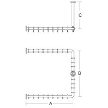 PBA Duschvorhangstange 1200 U-Form mit DA