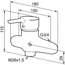 MORA MMIX W1 Wasch-/Spültisch- Einhebelmischer, Wandbatterie Chrom