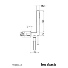 Herzbach Wannenset mit Konushalter und integriertem Brauseanschlussbogen round 1250