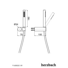 Herzbach Wannenset mit Konushalter ( beweglich ) & Stabhandbrause round 1250