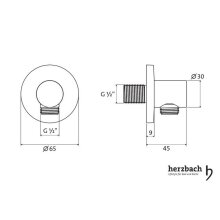 Herzbach Brauseanschlussbogen round