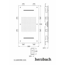 Herzbach Farblicht-Regenbrause Multifunktion 2 700 x 380 mm