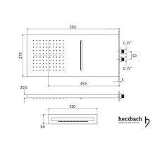 Herzbach Regenbrause Multifunktion 2 593 x 270 mm