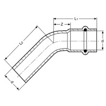 15mm Bogen 45° I/A Kombifitting Frabo DVGW