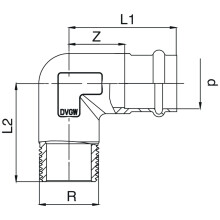 1/2x15mm Rotguss Pressfitting 90° I/A Kombifitting Frabo DVGW