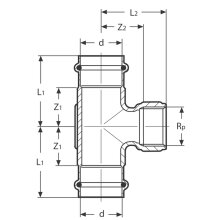 1/2x18 T-Stück Rotguss 90° I/I-IG Kombifitting Frabo DVGW