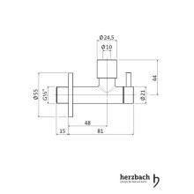 Herzbach DESIGN iX Eckventil 1/2" Edelstahll