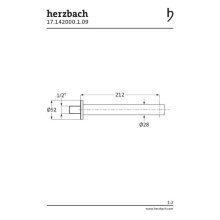 Herzbach DESIGN iX Wandauslauf 212mm Edelstahl