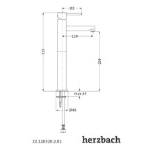 Herzbach NANO Waschtisch-Einlochbatterie L-Size