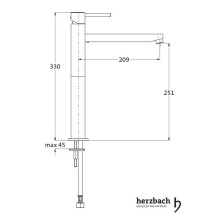 Herzbach NANO Waschtisch-Einlochbatterie L-Size 210mm