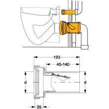 Haas OHA-Fremdeinspülstopp-Garnitur, Einschubtiefe 35 mm DN110